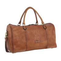 Pierre Cardin Smooth Leather Overnight Bag Luggage Weekend Duffle - Cognac