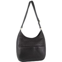 Pierre Cardin Women's Italian Leather Bag Perforated Cross Body Travel - Black