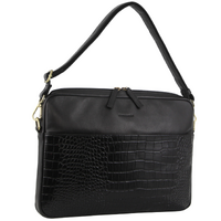 Pierre Cardin Croc-Embossed Leather Business Computer Bag - Black
