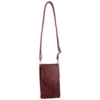 Pierre Cardin Ladies Leather Cross Body Bag/Wallet Bag/Clutch Wallet - Cherry