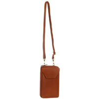 Pierre Cardin Ladies Leather Cross Body Bag/Wallet Bag/Clutch Wallet - Cognac