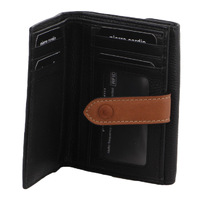 Pierre Cardin Womens Leather Bi-Fold Tab Wallet Ladies - Black