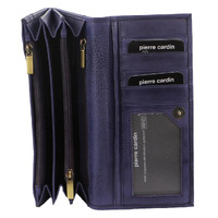  Pierre Cardin Ladies Womens Soft Italian Leather RFID Purse Wallet - Purple