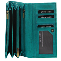 Pierre Cardin Womens Soft Italian Leather RFID Purse Wallet - Turquoise