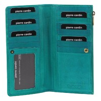 Pierre Cardin Womens Soft Italian Leather RFID Purse Wallet - Turquoise
