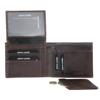 Pierre Cardin Mens Genuine Italian Leather Wallet Removable Coin Purse - Brown