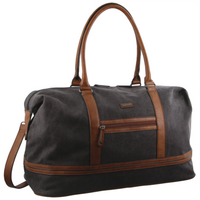 Pierre Cardin Canvas Overnight Bag Business Travel Luggage Weekend Duffle Unisex - Black