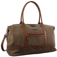 Pierre Cardin Canvas Overnight Bag Business Travel Luggage Weekend Duffle Unisex - Brown