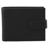 Pierre Cardin Mens Leather Wallet Flap Credit Card Slots RFID Protected - Black