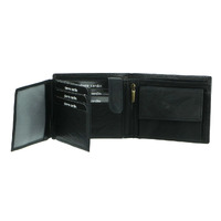 Pierre Cardin Mens Leather Wallet Tri-Fold Credit Card Slots Flap RFID - Black