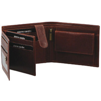 Pierre Cardin Men Leather Wallet Tri-Fold Credit Card Slots Flap RFID - Chestnut
