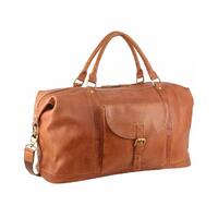 Pierre Cardin Mens Leather Business Overnight Bag Luggage Duffle Weekend Travel - Cognac