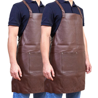 2x Pierre Cardin Professional Leather Apron Butcher Woodwork Barber Chef - Brown