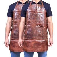 2x Pierre Cardin Professional Leather Apron Butcher Woodwork Barber - Cognac