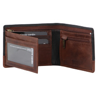 Pierre Cardin Mens Leather Wallet 2-Tone Credit Card Slots RFID - Black/Cognac