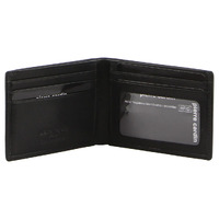 Pierre Cardin Mens Leather Wallet Slimline Bi-fold Credit Card Slots - Black