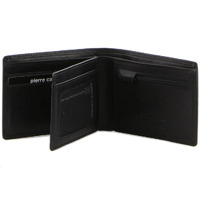 Pierre Cardin Mens Leather Wallet Bi-Fold RFID Credit Card Slots Flap - Black
