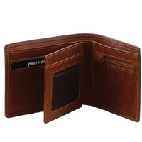 Pierre Cardin Mens Leather Wallet Bi-Fold RFID Credit Card Slots Flap - Tan