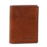 Pierre Cardin Mens Wallet Leather Tri-Fold Credit Card Slots Slim RFID - Tan