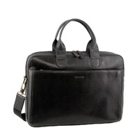 Pierre Cardin Mens Italian Leather Computer Bag - Black