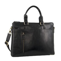 Pierre Cardin Leather Laptop Briefcase Business Bag - Black