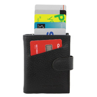 Pierre Cardin Leather Smart Slide Card Holder Tab Wallet RFID - Black