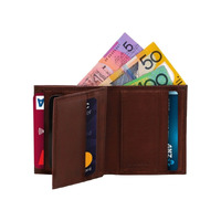 Pierre Cardin Mens Wallet Bi-Fold Genuine Italian Leather RFID - Brown