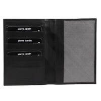 Pierre Cardin Leather Passport Holder Cover Wallet w/ RFID Protection - Black