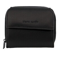 Pierre Cardin Leather Ladies Tri-Fold Tab Zip-Around Wallet - Black