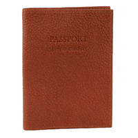 Pierre Cardin Slim Leather Passport Wallet Holder RFID Case Cover - Cognac