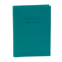 Pierre Cardin Slim Leather Passport Wallet Holder RFID Case Cover - Turquoise