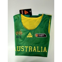 Peak Mens Australia AIS Logo Basketball Trank Mesh Singlet  - Green/Gold