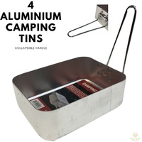 4x ALUMINIUM CAMPING TIN Cooking Hiking Military Lightweight Container Tray BULK