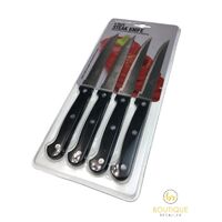 4x STEAK KNIVES SET Stainless Steel Knife Serrated Cutlery Tomato Sausage 11cm