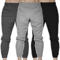 3x Mens Fleece Skinny Track Pants Jogger Gym Casual Sweat Warm - Assorted Colours