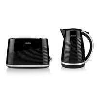 Sunbeam Curve Pack Up Electric Jug Kettle and Toaster Combo Kitchen Set - Black