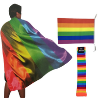 3x Set Rainbow Leg Warmers + Deluxe Cape + Bunting Flag Lesbian Gay Costume