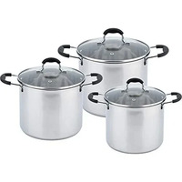 Rossner Stainless Steel Induction Cookware Set Casserole Stockpot - 3 Pots with Lids