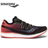 Saucony Womens Freedom ISO Sneakers Runners Running Shoes - Black/Vizi Red