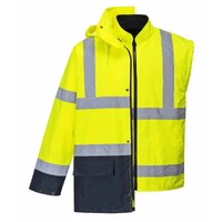 Portwest Winter Hi-Vis Safety Workwear Essential 5-in-1 Two Tone Jacket - Yellow/Navy