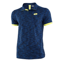 Lotto Men`s Space Polo Tennis Sport Tee Shirt - Pacific Blue/Yellow