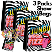 3x Mega Fizz 25pc Jumbo Kids Showbag Candy Confectionery Show Bag Official Gift