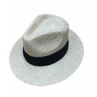 Natural Fibre Cooler Outback Fedora Panama Hat Summer Breathable w/ Black Band 
