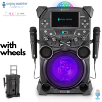 SINGING MACHINE Karaoke Machine Fiesta Bluetooth Speaker System Portable on Wheels