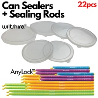 22pcs Set Can Sealers + Sealing Rods Bag Snack Sealers Zip Lock Clip Tin Lids