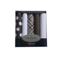 5x EXECUTIVE SEWARD Men's Handkerchiefs 100% Cotton Fine Quality GIFT BOX 