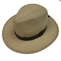 SCALA Safari Hat with Ribbon Band Brim Fedora Panama Style - Sand