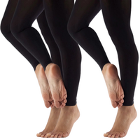 3x Women's Ladies Footless Tights Stockings Pantyhose Leg Hosiery Thermal