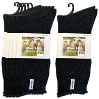 24 Pairs Premium Mens Wool Heavy Duty Thick Work Socks Cushion Woolen - Black