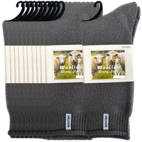 24 Pairs Premium Mens Wool Heavy Duty Thick Work Socks Cushion Woolen - Grey